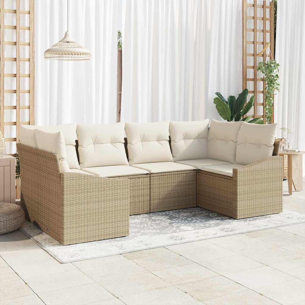 Set sofe 6 kom. Bež poliratan 234 x 123,5 x 85 cm