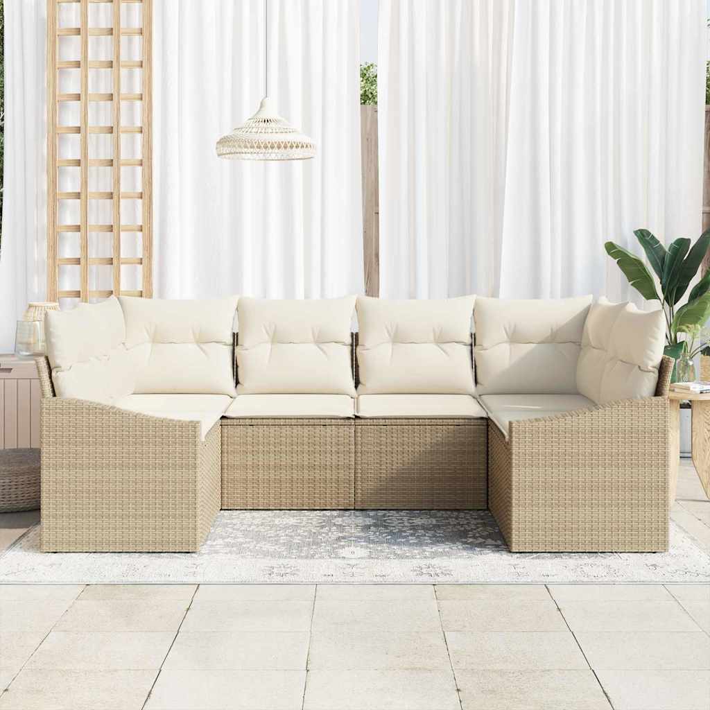 Set sofe 6 kom. Bež poliratan 234 x 123,5 x 85 cm