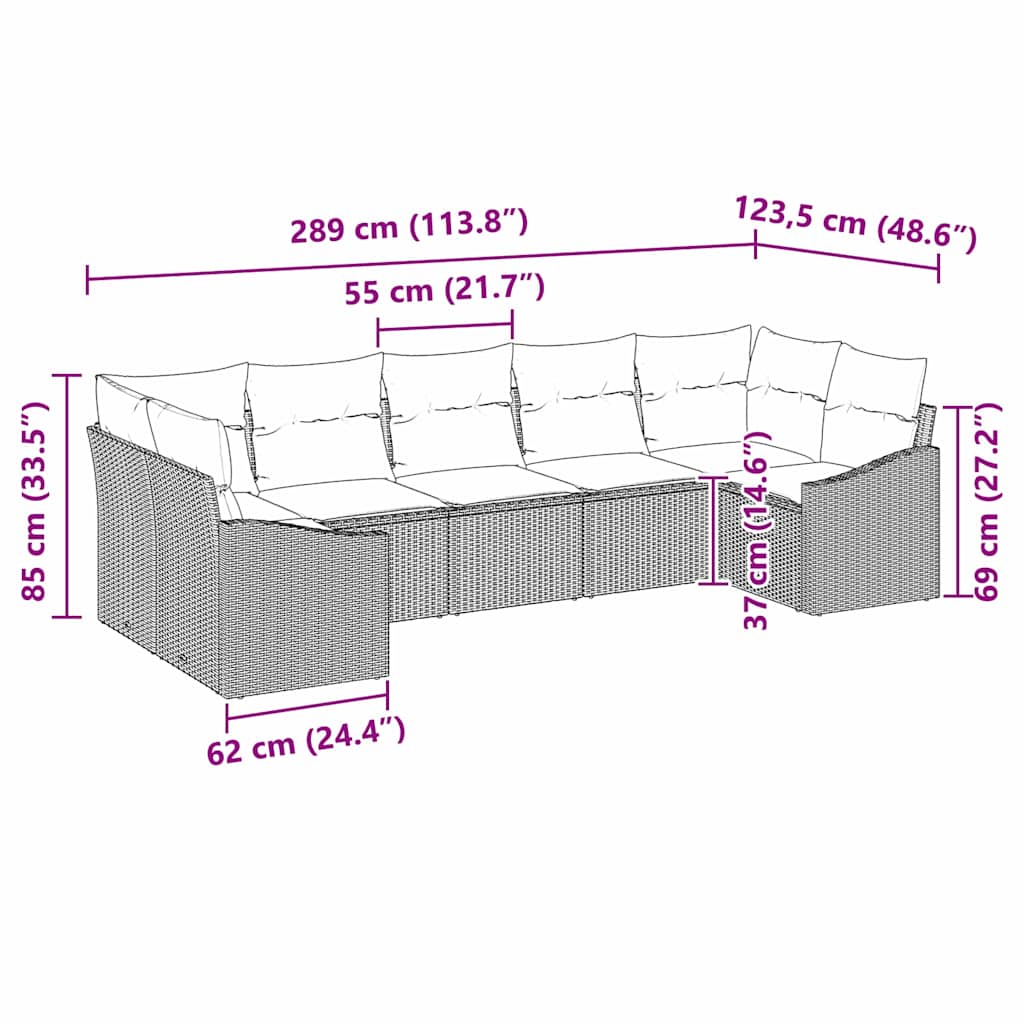 Set sofe s jastukom 7 pcs Siva poliratan