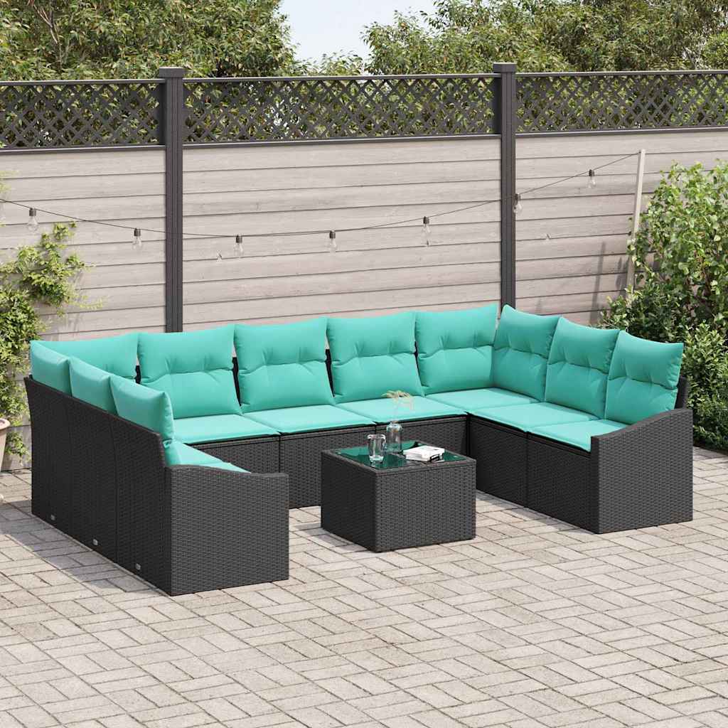 Set sofe s jastukom 10 pcs Crna poliratan