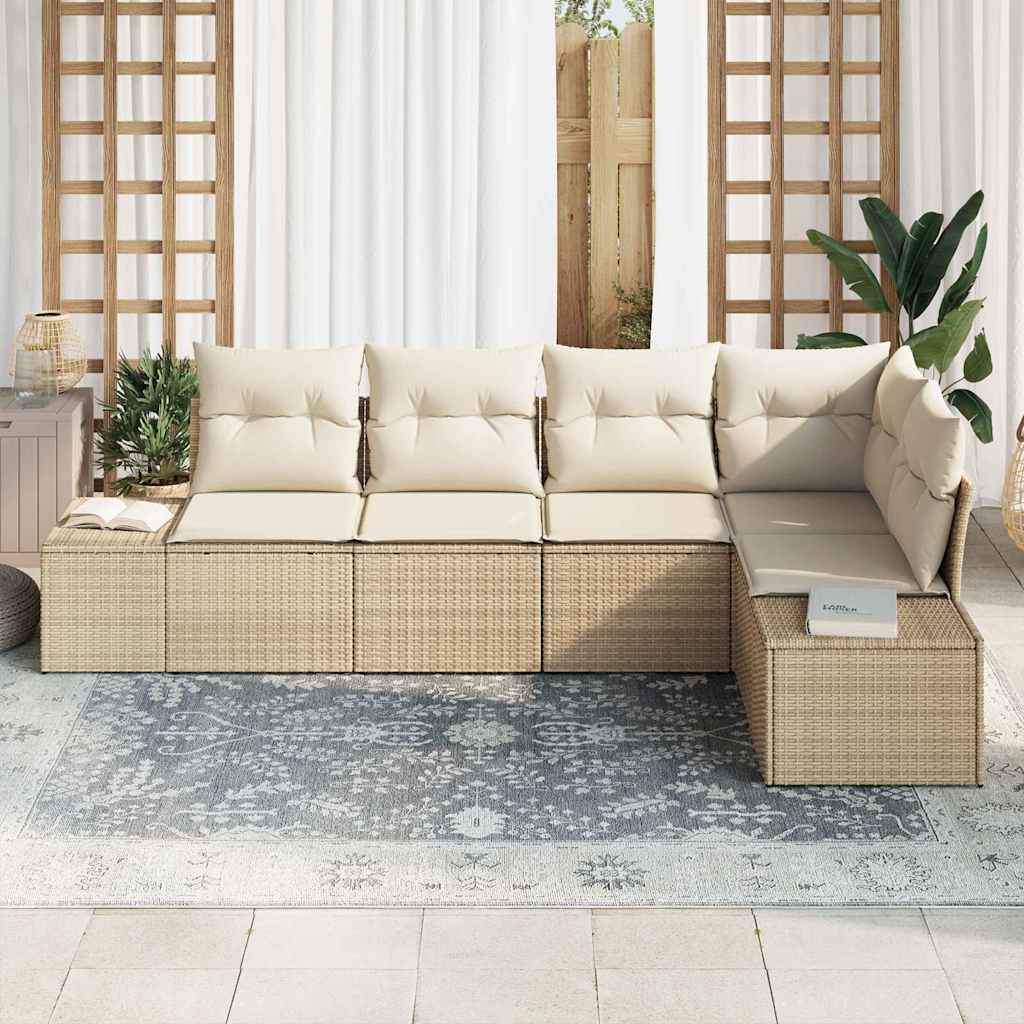 Sjedeća garnitura za vrt 5 kom. Bež poliratan 264 x 154 x 85 cm