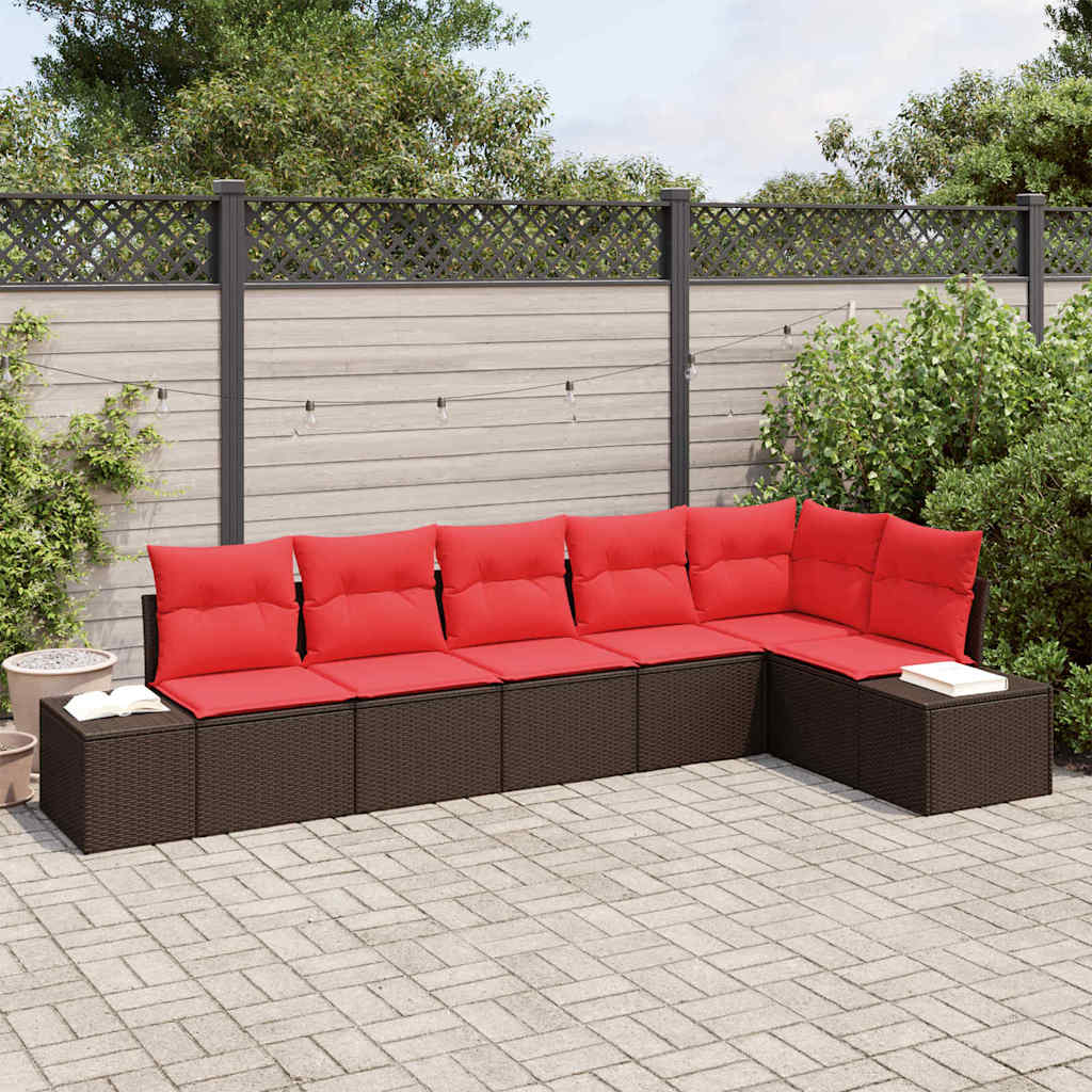 Sjedeća garnitura za vrt s jastukom 6 pcs Smeđa poliratan