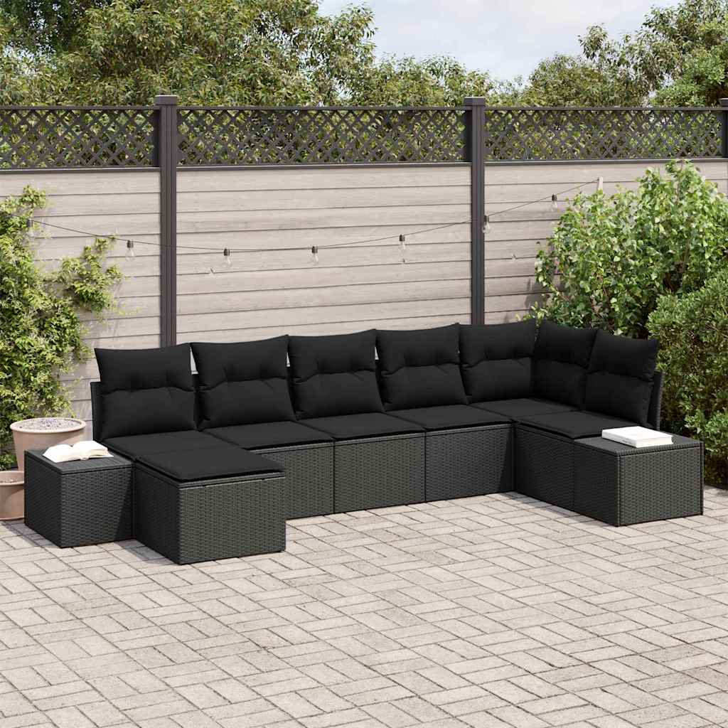 Sjedeća garnitura za vrt 7 kom. Crna poliratan 319 x 154 x 69 cm