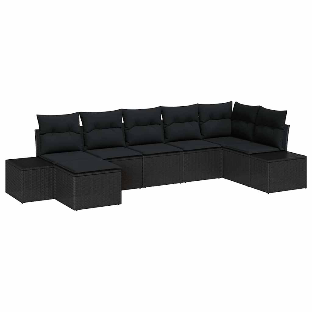 Sjedeća garnitura za vrt 7 kom. Crna poliratan 319 x 154 x 69 cm