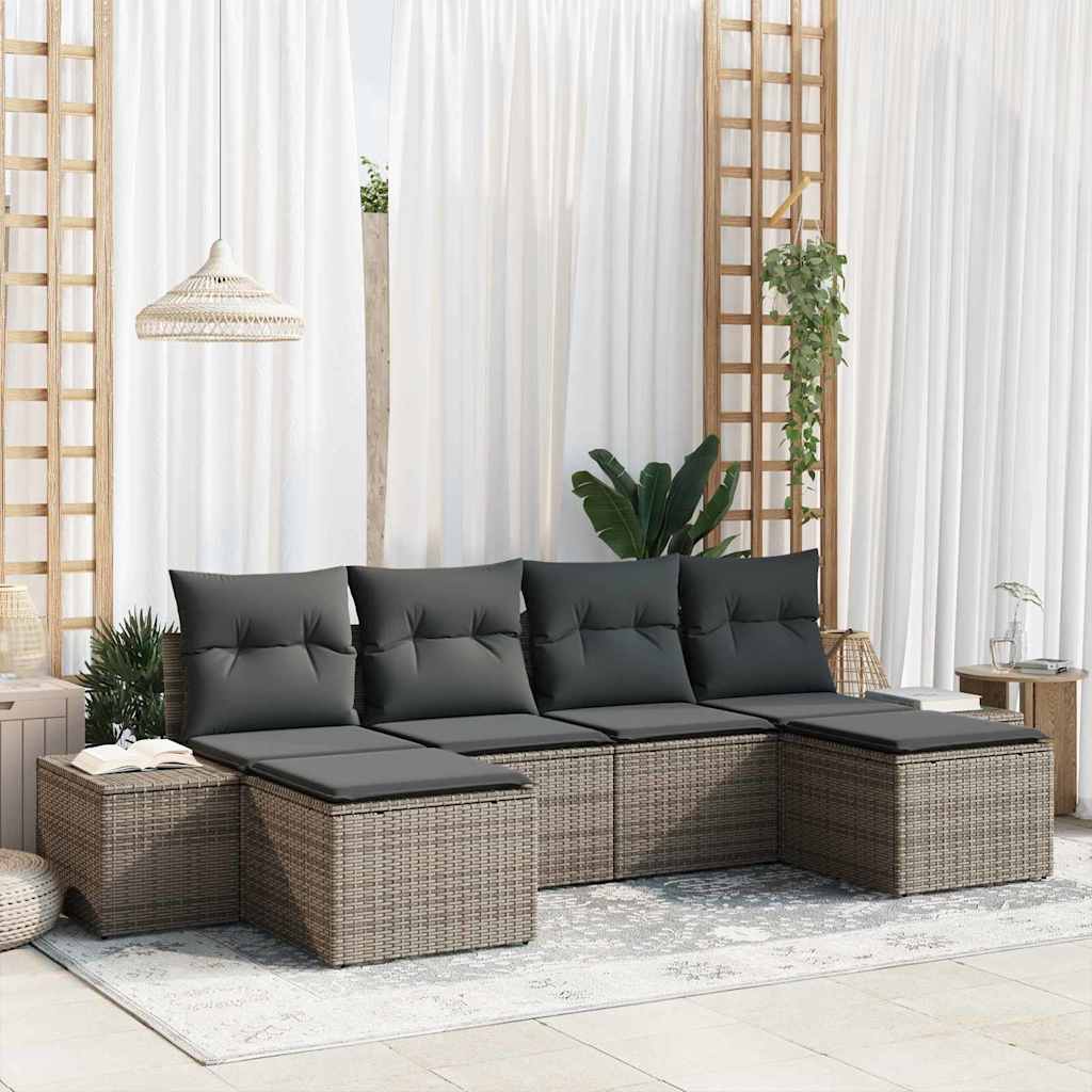 Sjedeća garnitura za vrt 6 kom. Siva poliratan Svjetlosiva 294 x 117 x 69 cm
