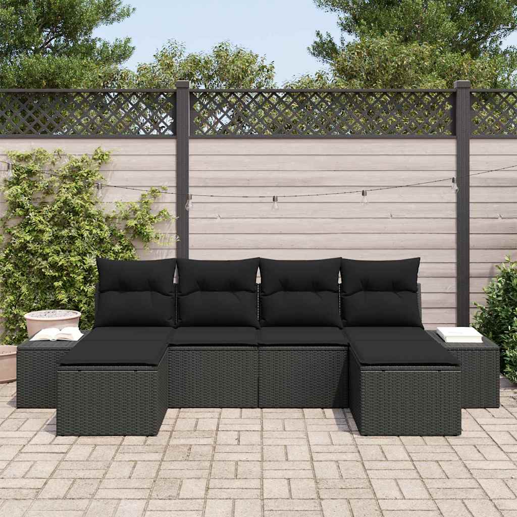 Sjedeća garnitura za vrt 6 kom. Crna poliratan 294 x 117 x 69 cm