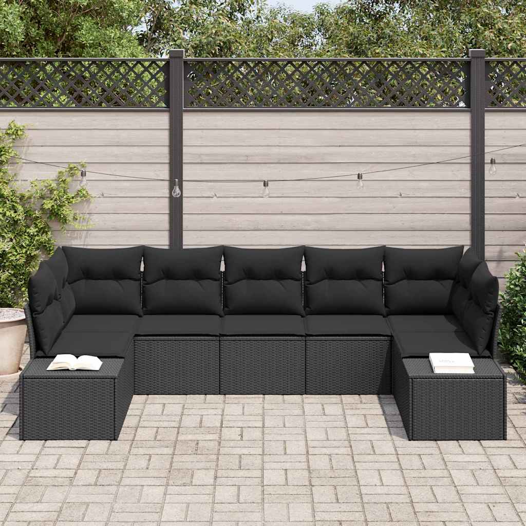 Sjedeća garnitura za vrt 7 kom. Crna poliratan 289 x 154 x 69 cm