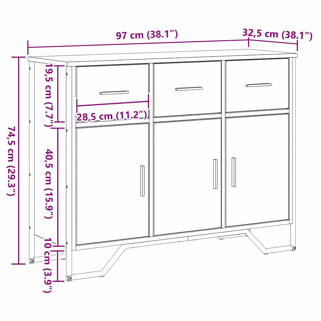 Kreveta s ladicama Umjetnički hrast 97 x 32,5 x 74,5 cm