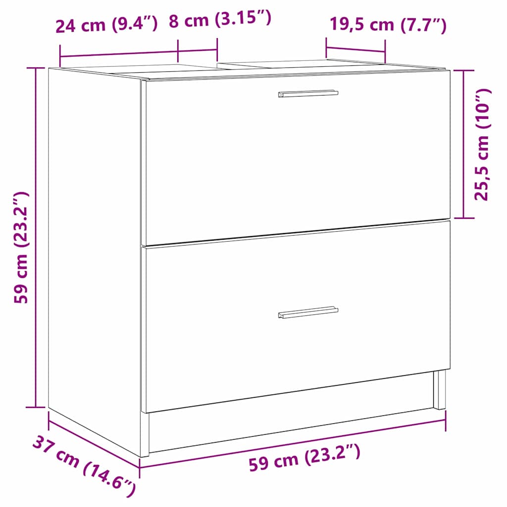 Kupaonski ormar Crni hrast 59 x 37 x 59 cm Konstruirano drvo