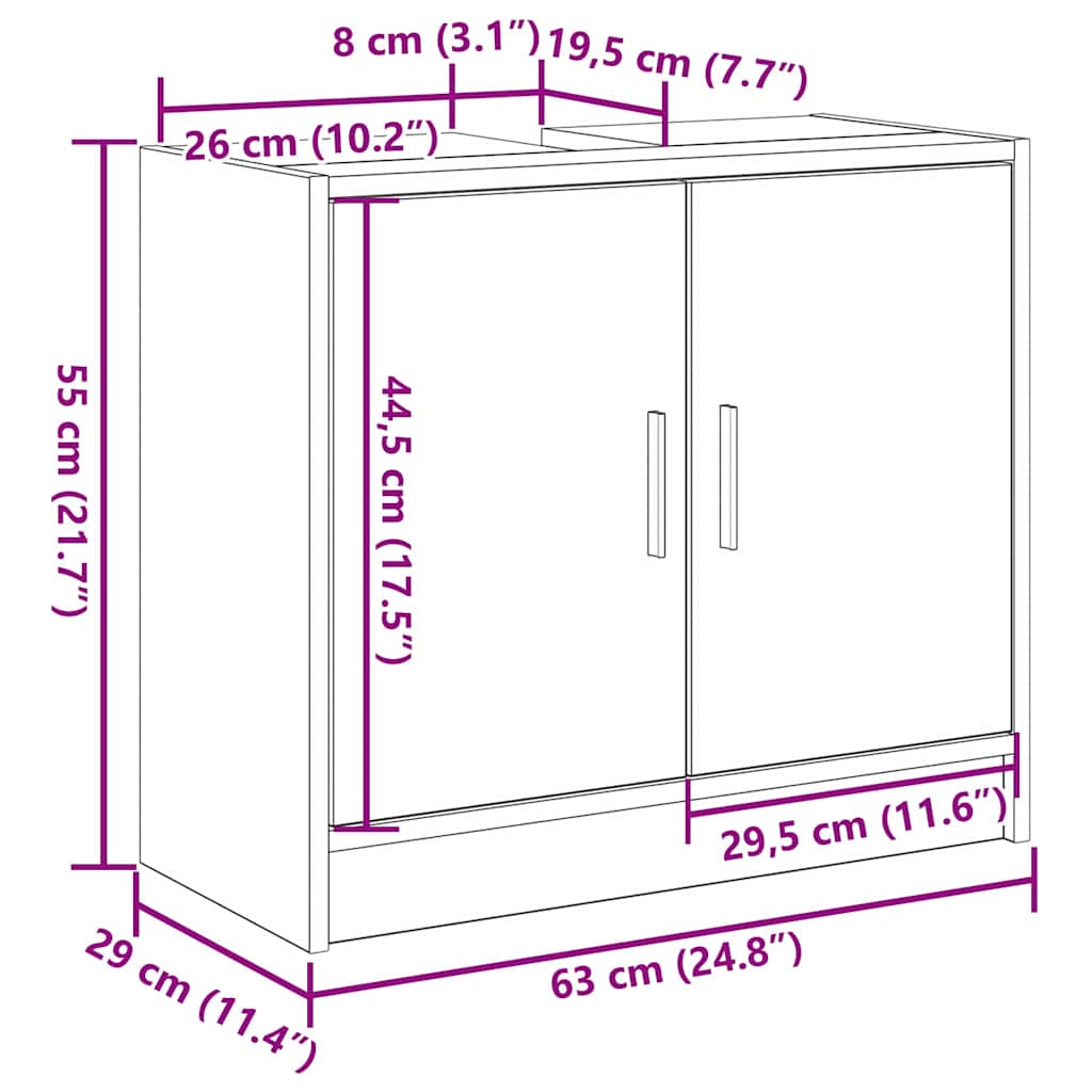 Kupaonski ormar Crni hrast 63 x 29 x 55 cm Konstruirano drvo