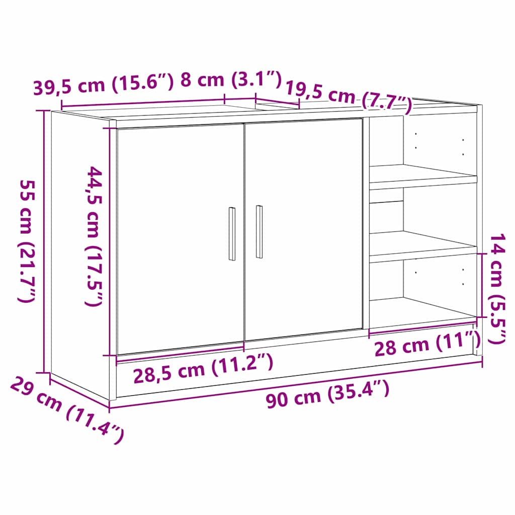 Kupaonski ormar Crni hrast 90 x 29 x 55 cm Konstruirano drvo