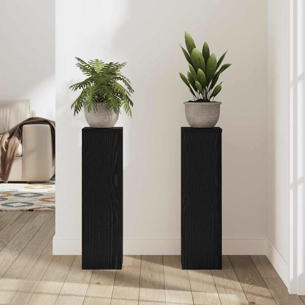 Stalak za biljke 2 pcs Crni hrast 17 x 17 x 60 cm
