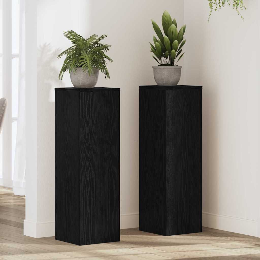Stalak za biljke 2 pcs Crni hrast 25 x 25 x 80 cm