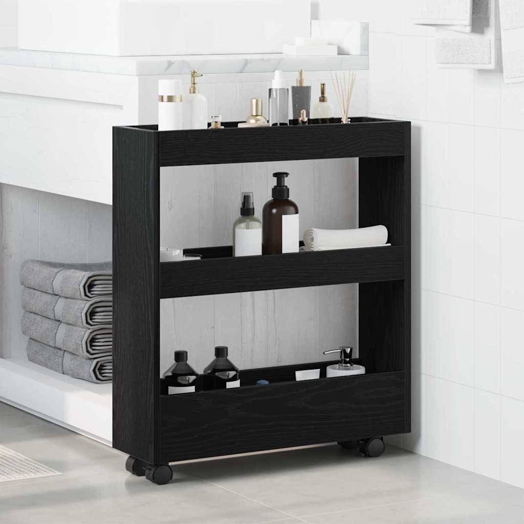 Uska kolica za pohranu Crni hrast 60 x 18 x 70 cm