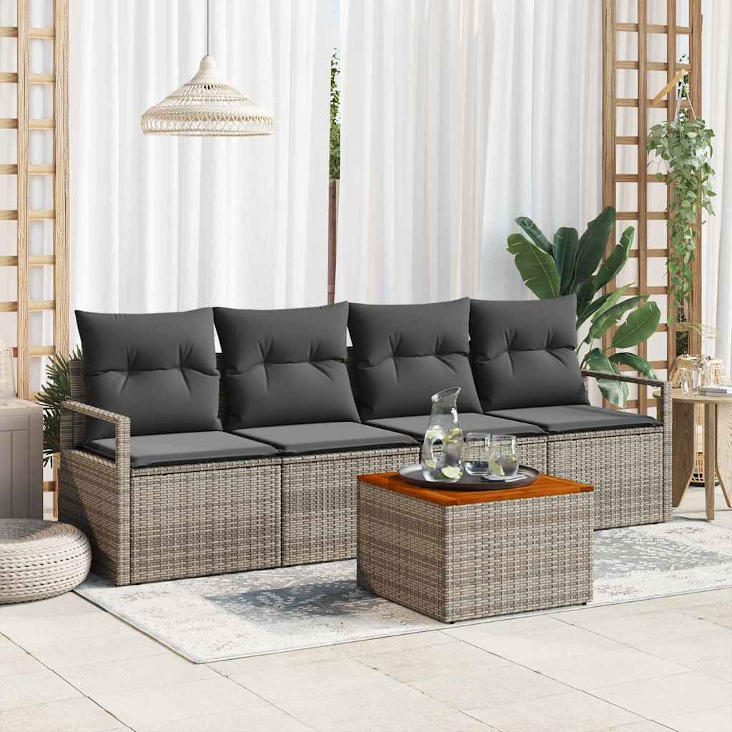 Sjedeća garnitura za vrt s jastukom 5 pcs Siva poliratan