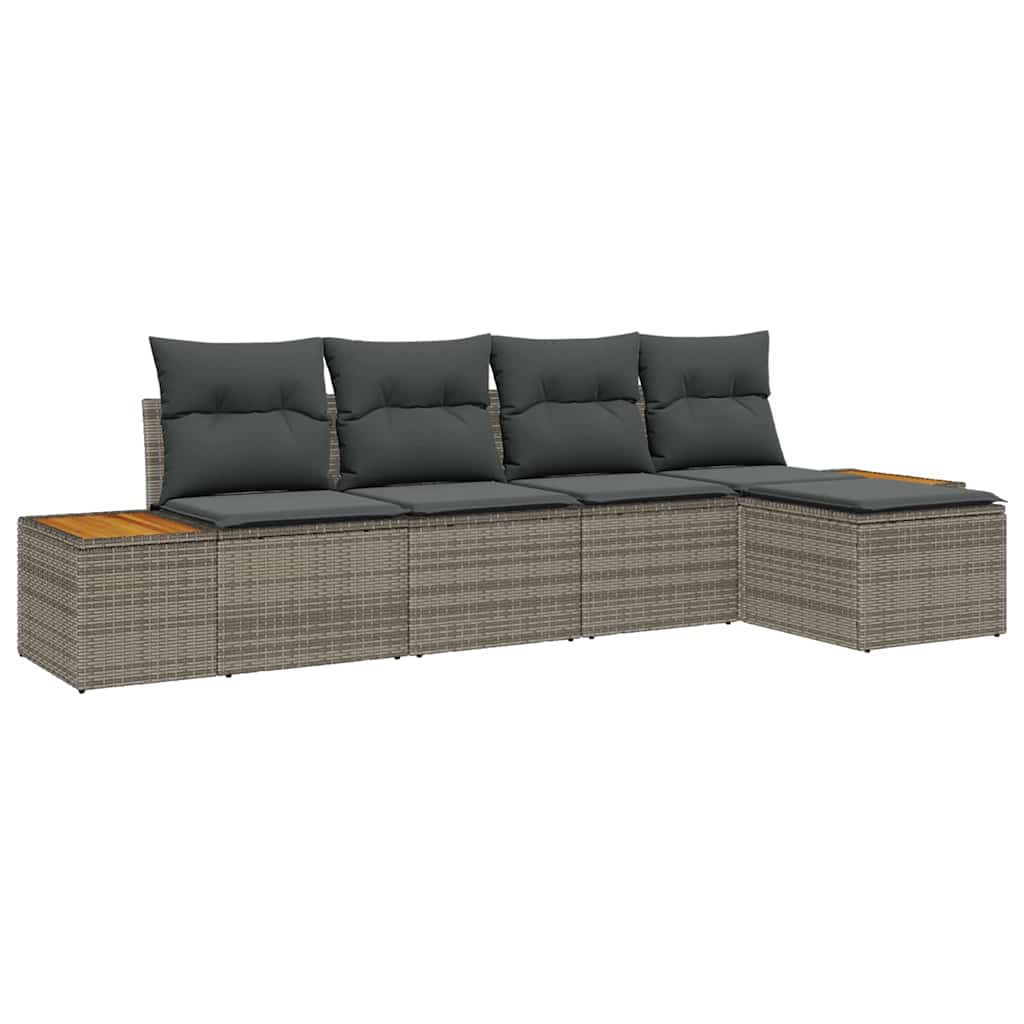 Sjedeća garnitura za vrt 5 kom. Siva Poli ratan Svjetlosiva 294 x 117 x 85 cm