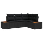 Sjedeća garnitura za vrt 5 kom. Crna Poli ratan 209 x 154 x 85 cm