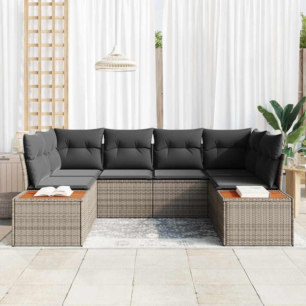 Sjedeća garnitura za vrt 6 kom. Siva poliratan 234 x 154 x 69 cm