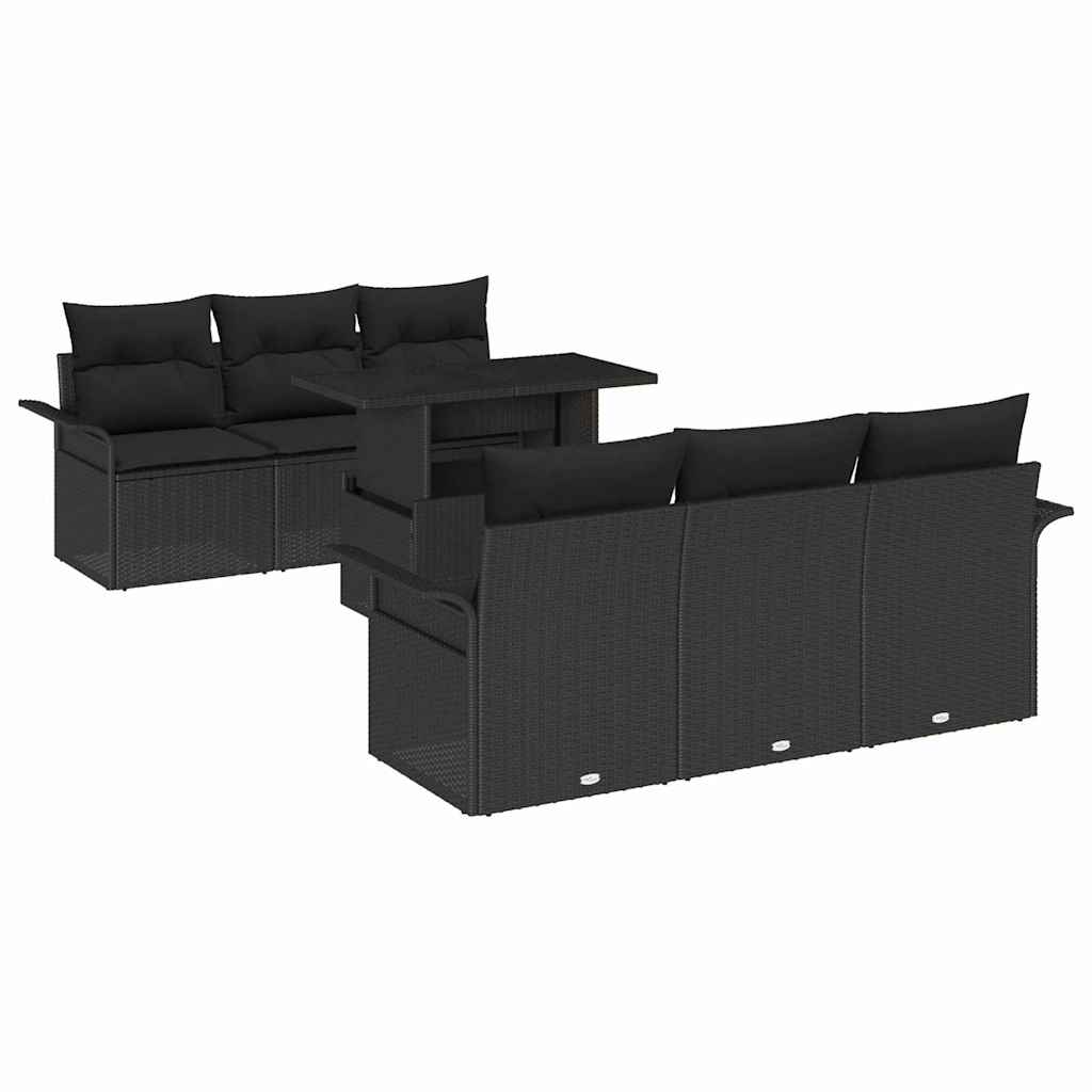 Sjedeća garnitura za vrt 7 kom. Crna poliratan 100 x 55 x 73 cm