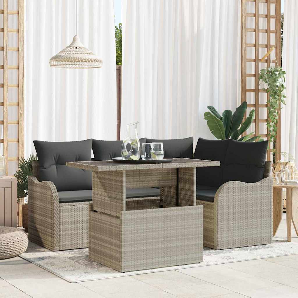 Vanjski set za objedovanje 5 pcs Svjetlosiva Poli ratan