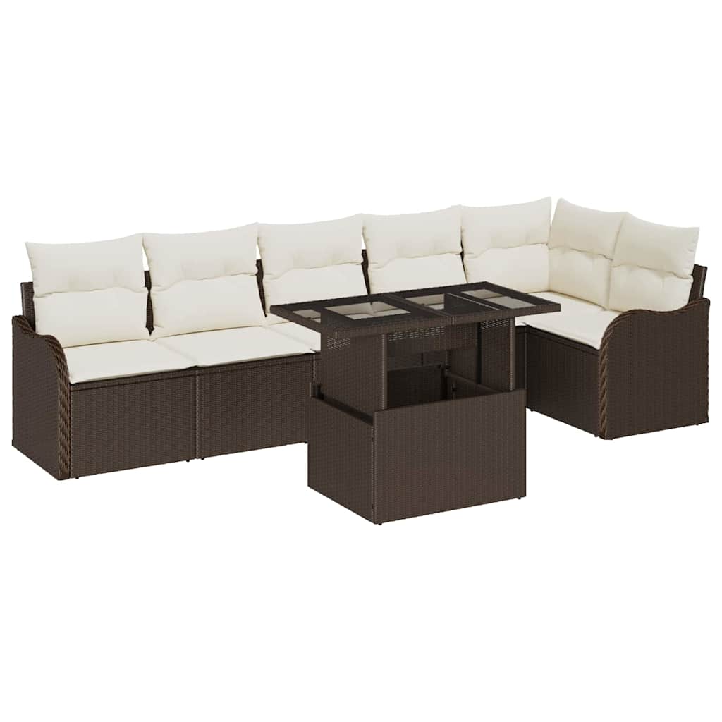 Set sofe s jastukom 7 pcs Smeđa Poli ratan