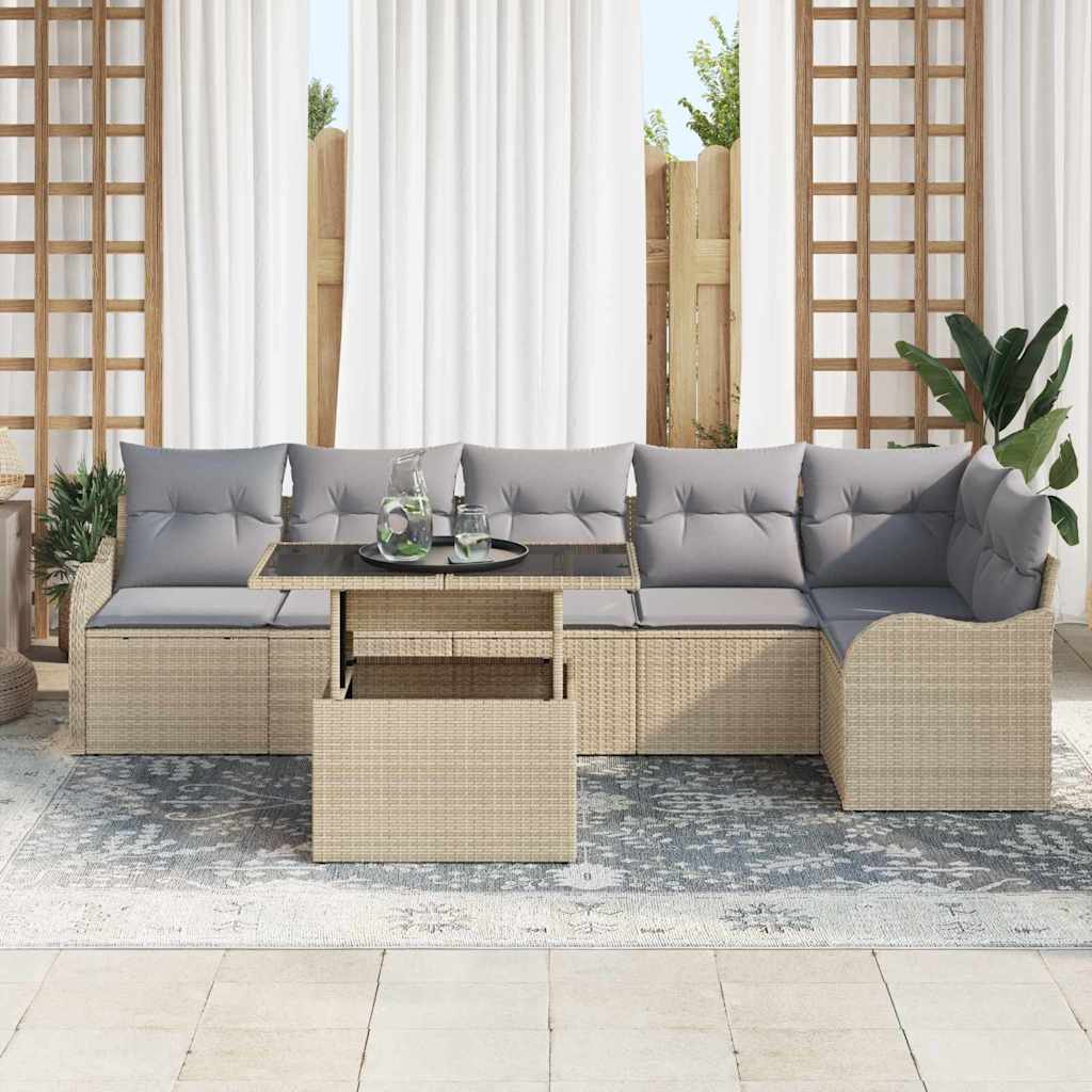 Set sofe s jastukom 7 pcs Bež Poli ratan