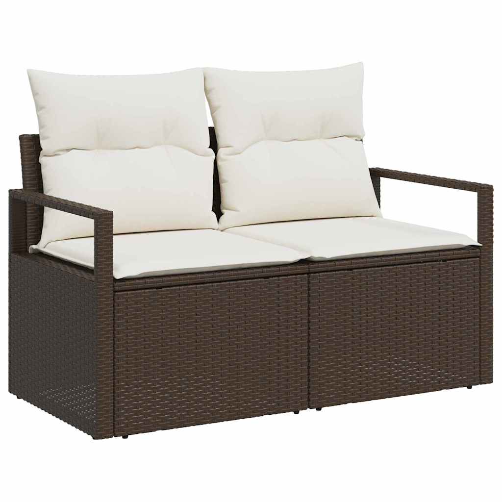 Sjedeća garnitura za vrt s jastukom 9 pcs Smeđa i krem