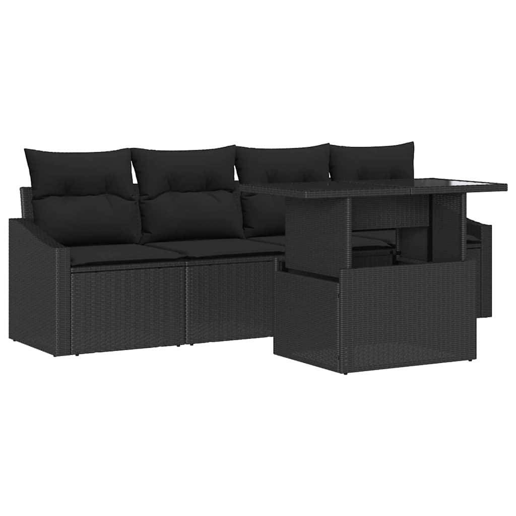 Sjedeća garnitura za vrt 5 kom. Crna poliratan 100 x 55 x 73 cm