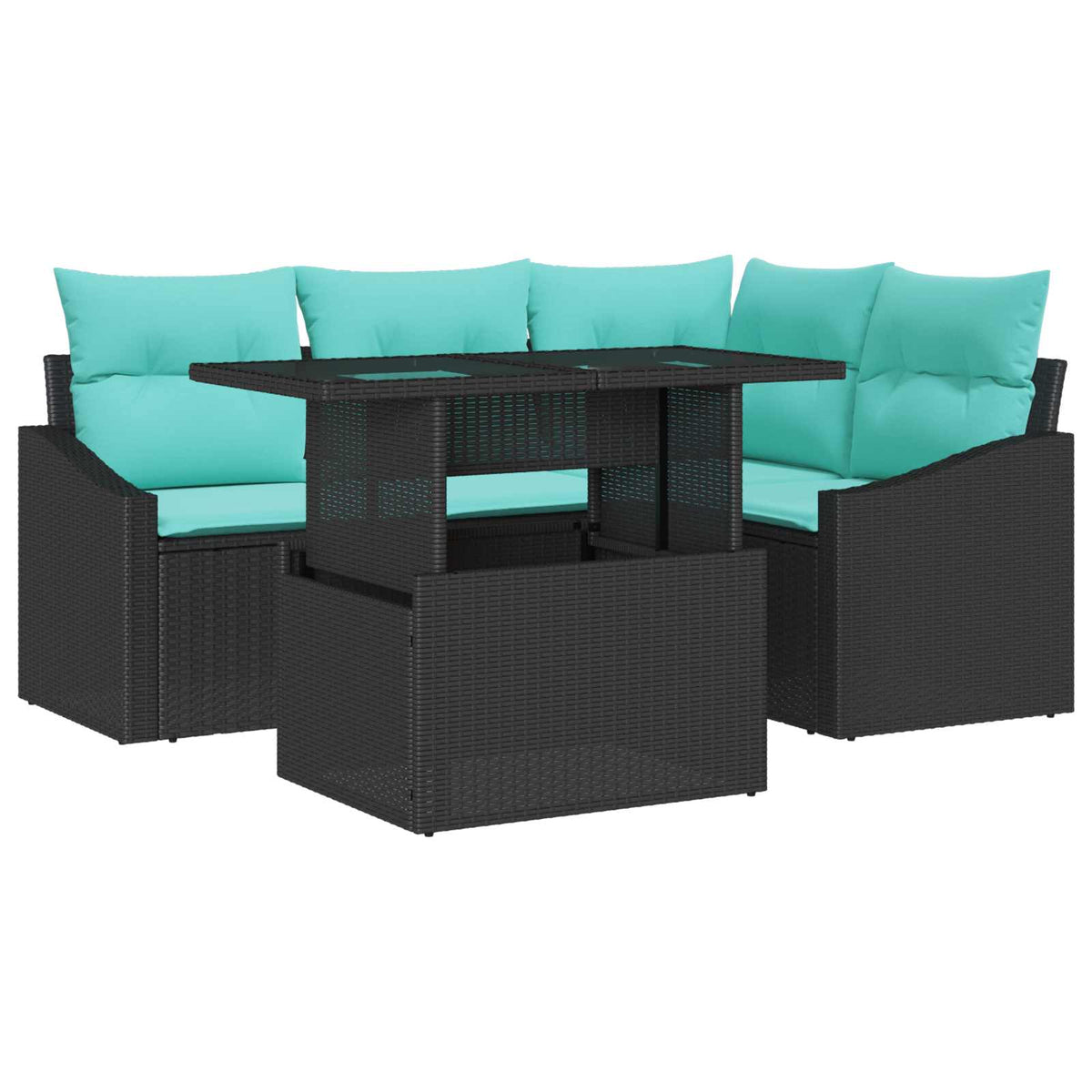Sjedeća garnitura za vrt 6 kom. Crna i Krema poliratan 233.5 x 123.5 x 85 cm