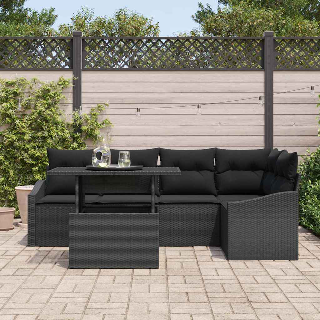 Sjedeća garnitura za vrt 6 kom. Crna poliratan 233.5 x 123.5 x 85 cm