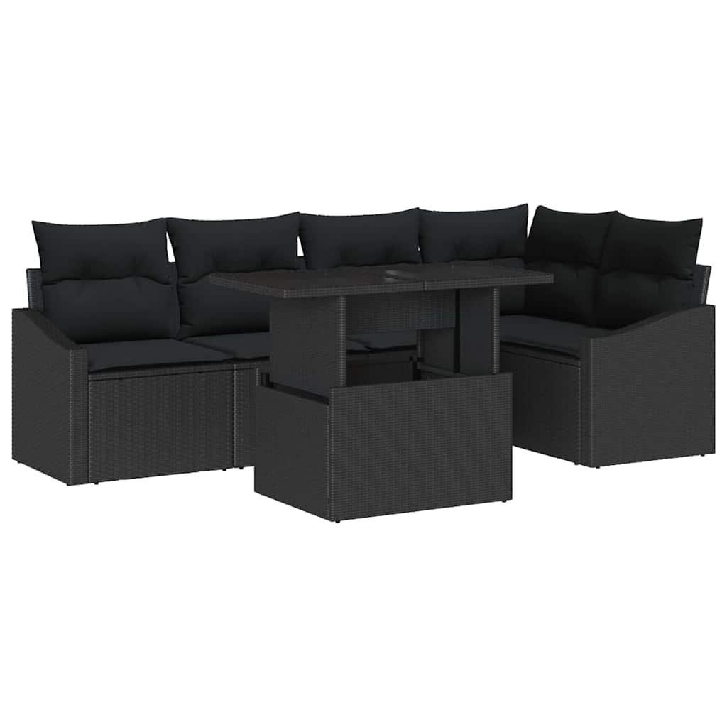 Sjedeća garnitura za vrt 6 kom. Crna poliratan 233.5 x 123.5 x 85 cm