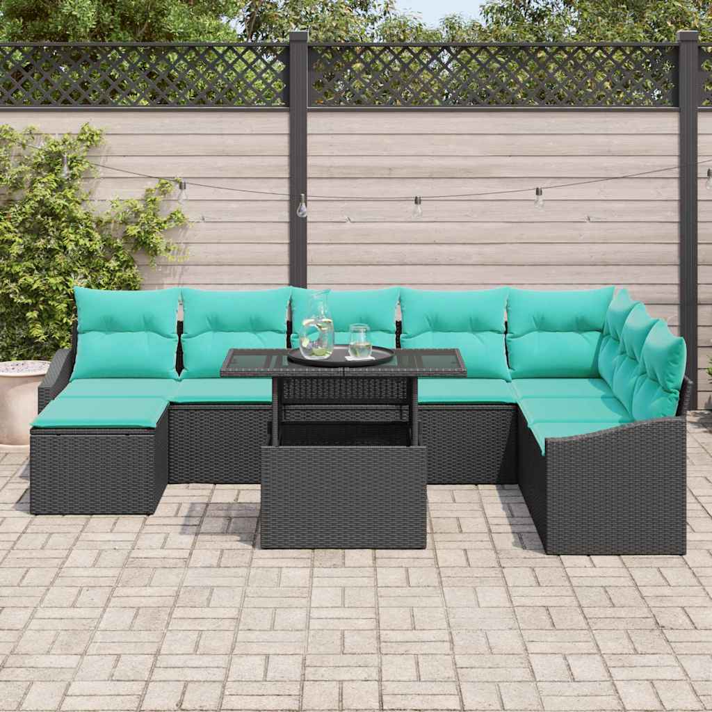Set sofe s jastukom s pohranom 9 pcs Crna i Plava poliratan