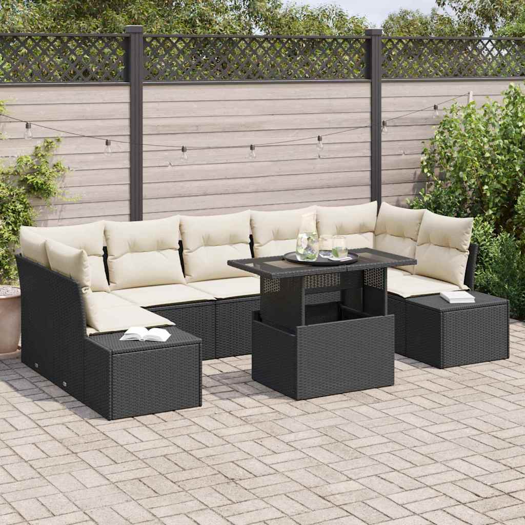 Set sofe s jastukom 8 pcs Crna i Krema poliratan