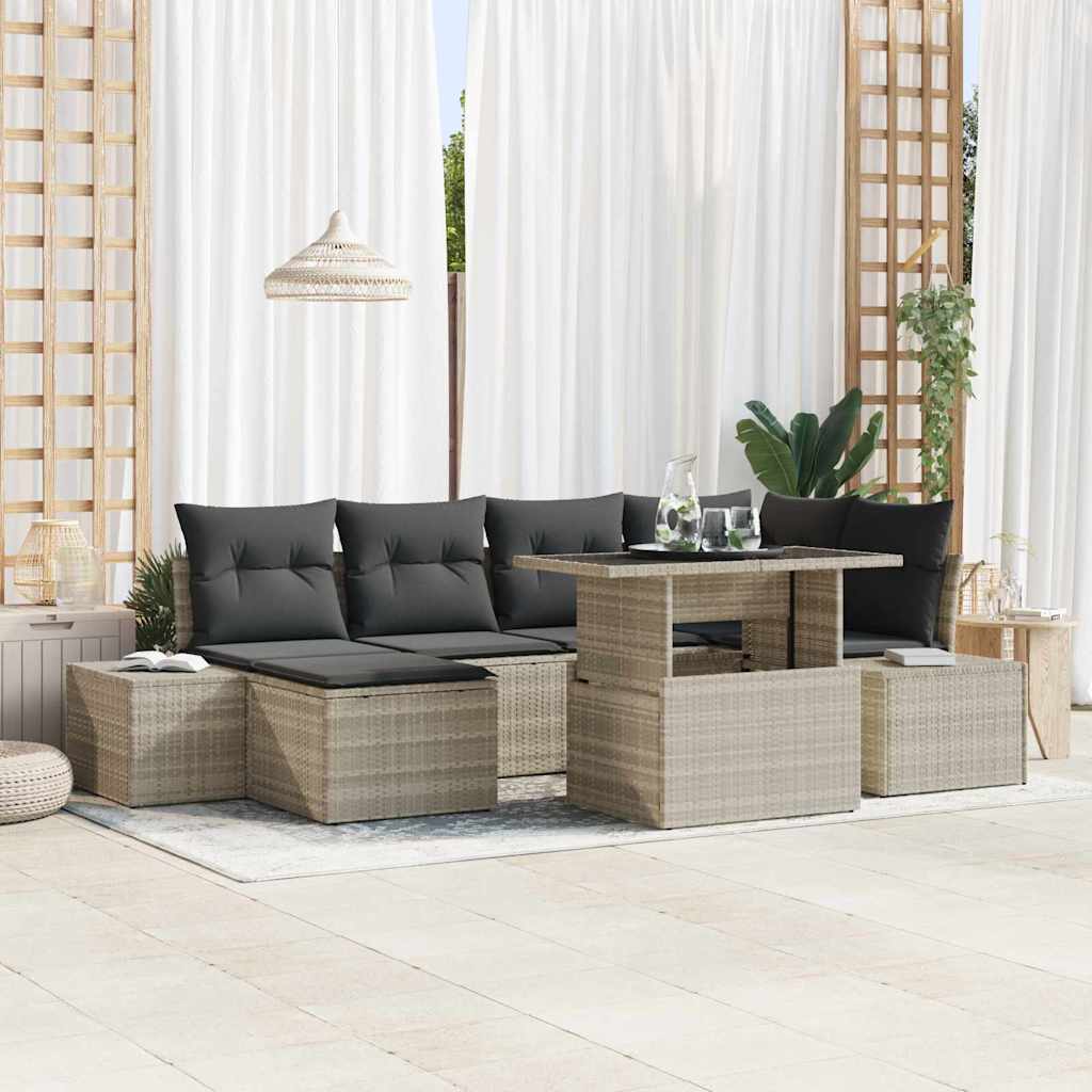 Sjedeća garnitura za vrt s jastukom 7 pcs Svjetlosiva