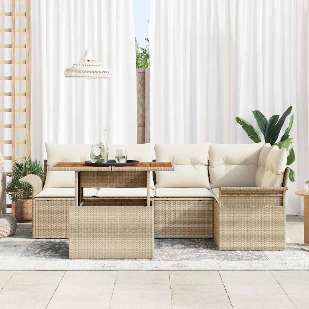 Sjedeća garnitura za vrt 6 kom. bež i krem