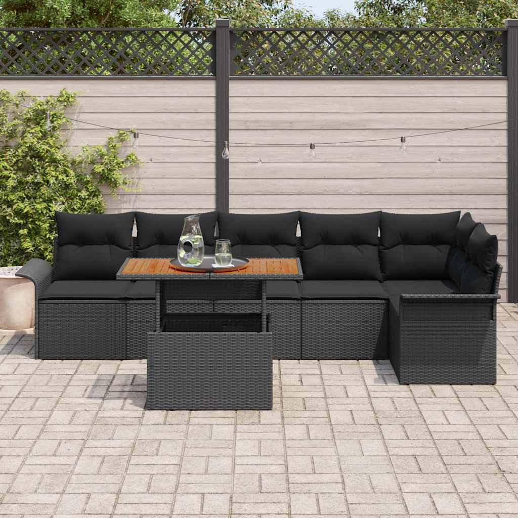 Sjedeća garnitura za vrt 7 kom. Crna poliratan 100 x 55 x 73 cm