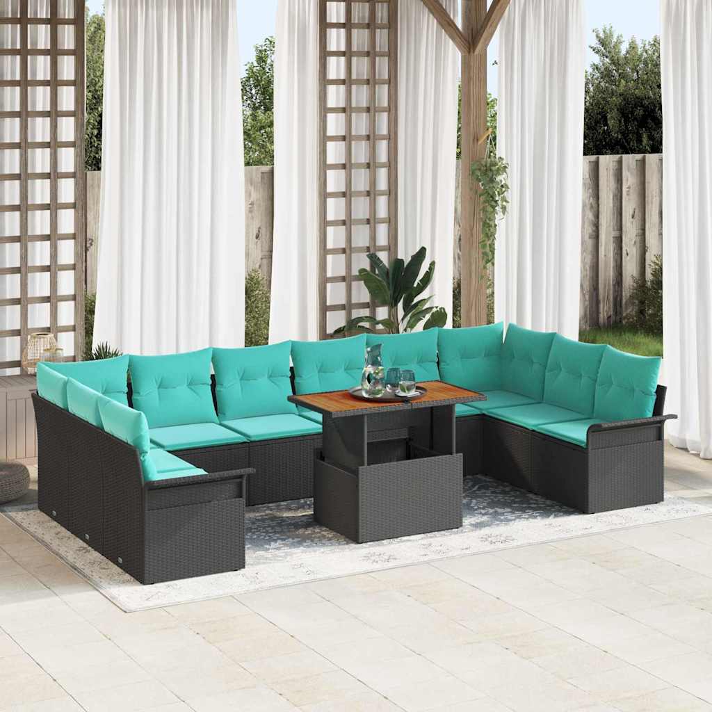 Sjedeća garnitura za vrt 11 pcs Crna i Plava poliratan