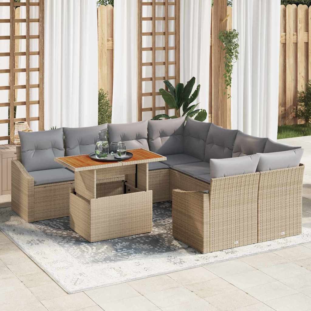 Sjedeća garnitura za vrt 9 kom. Bež i siva