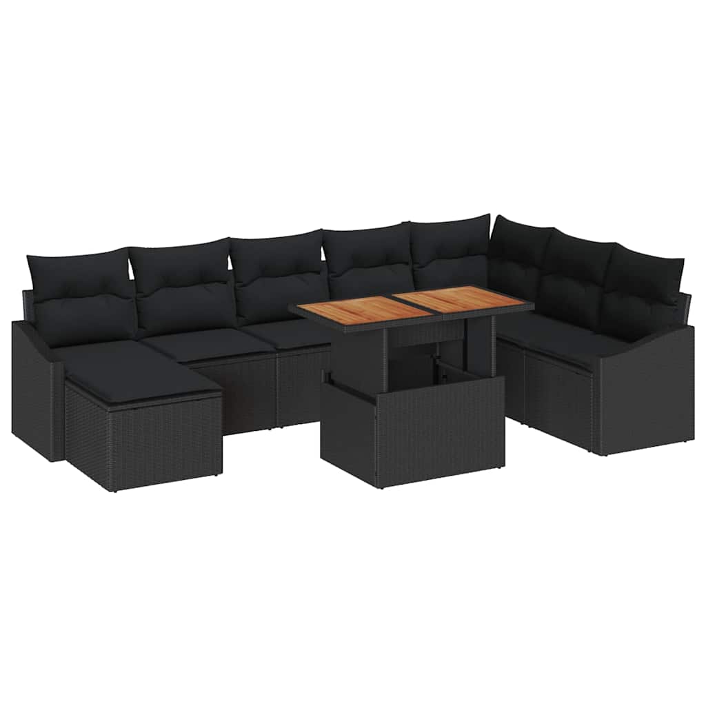 Vrtni set za objed s jastukom 9 pcs Crna i smeđa