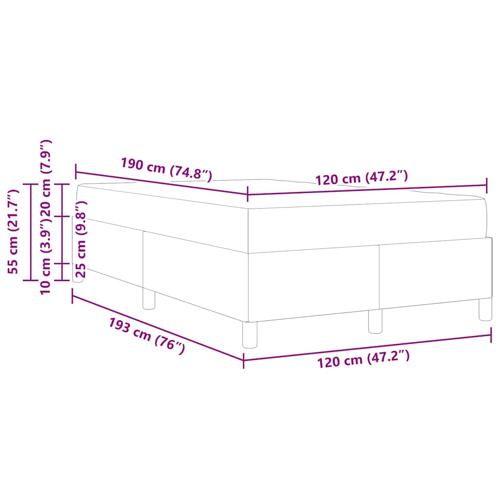 Krevetna konstrukcija Svijetlo siva 120 x 190 cm tkanina