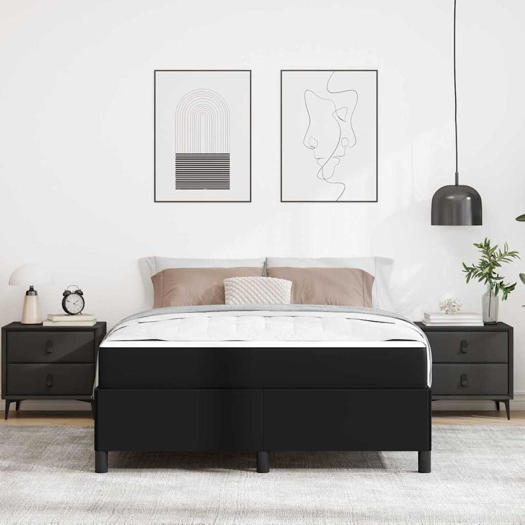 Krevetna konstrukcija s madracem Crna 140 x 200 cm tkanina