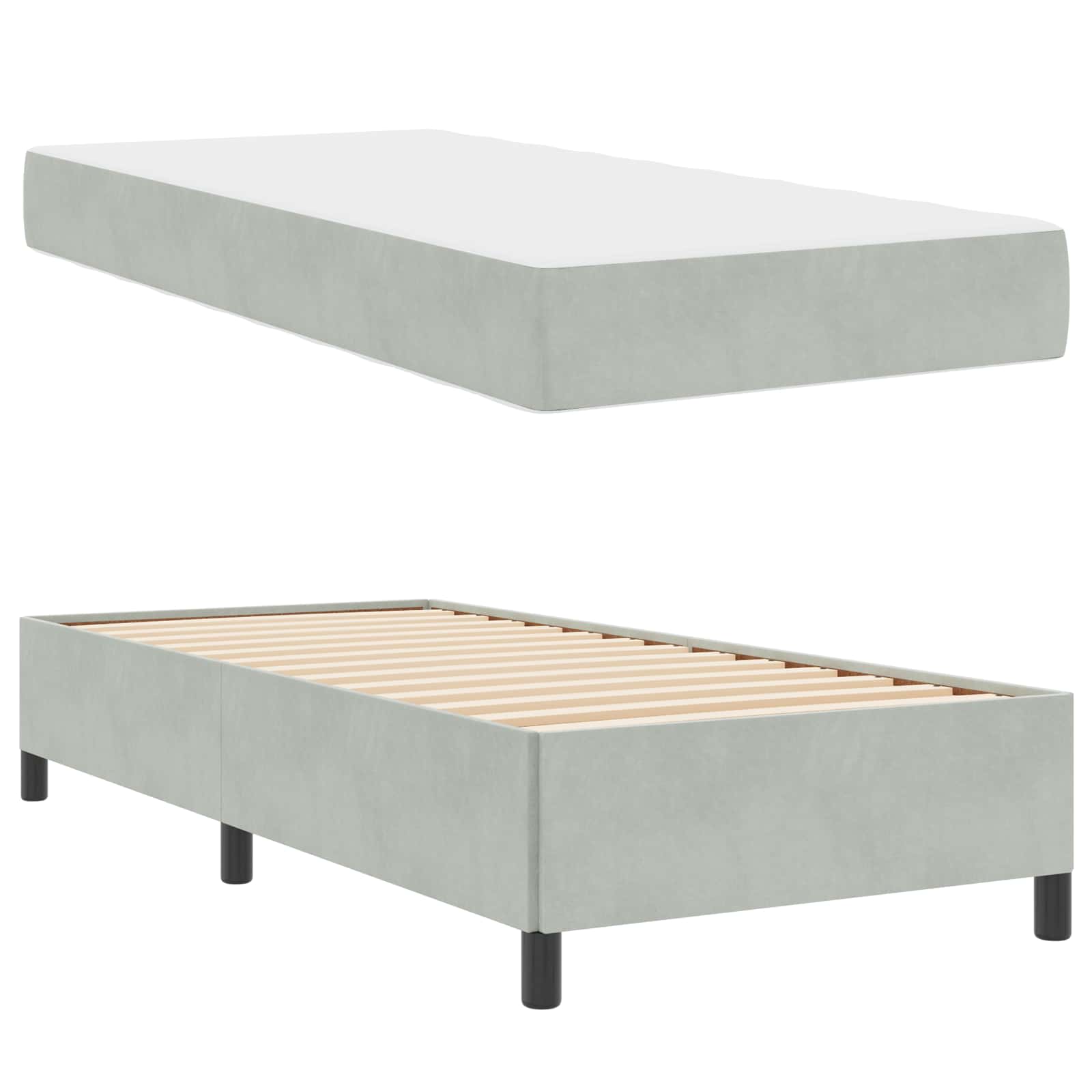 Krevetna konstrukcija Svijetlo siva 80 x 200 cm tkanina