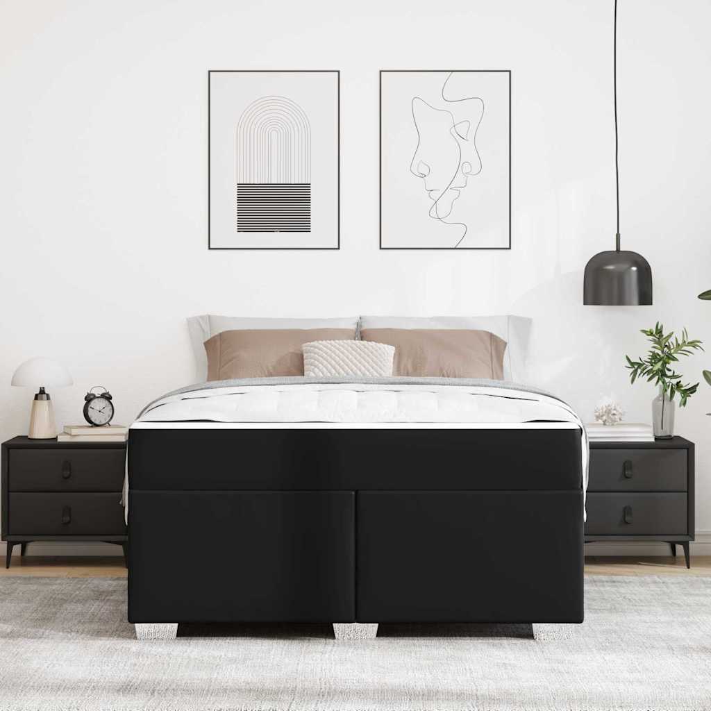 Krevetna konstrukcija s madracem Crna 140 x 200 cm tkanina