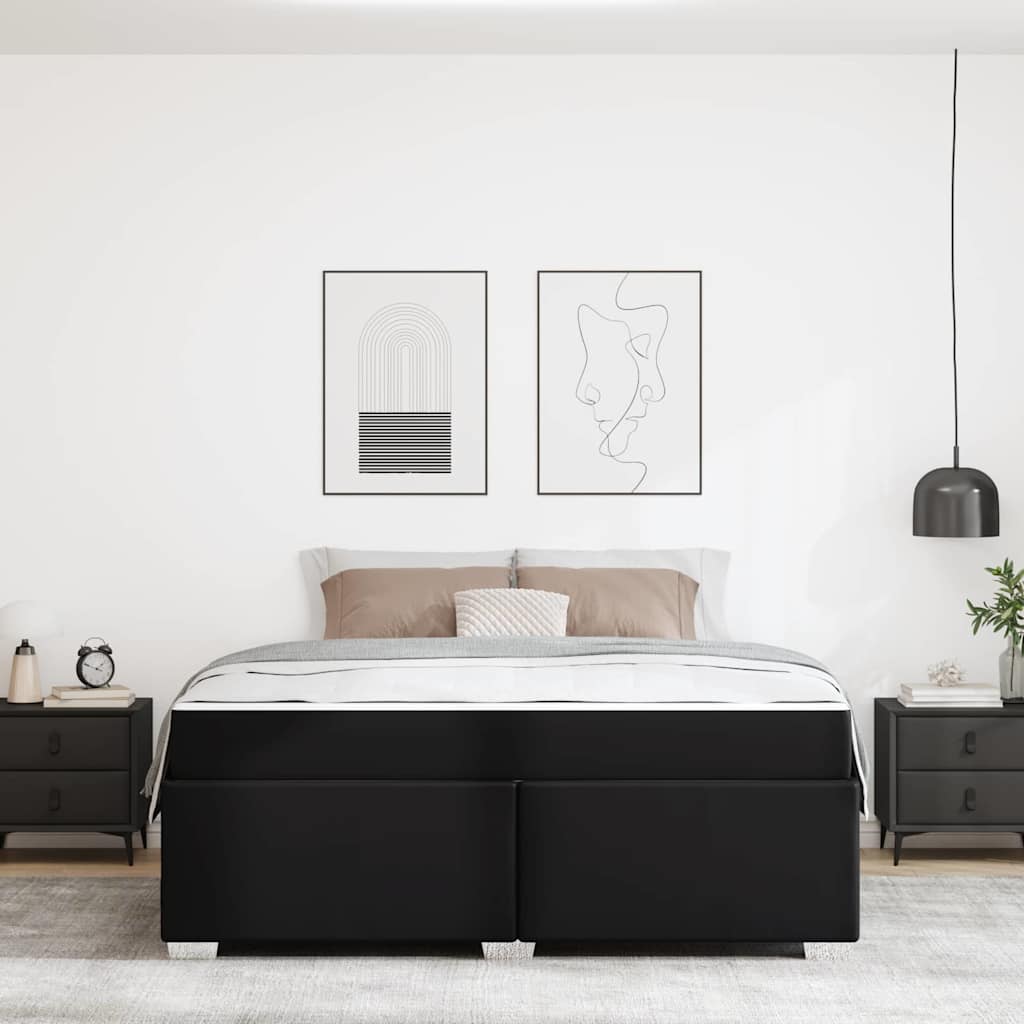 Krevetna konstrukcija s madracem Crna 180 x 200 cm tkanina