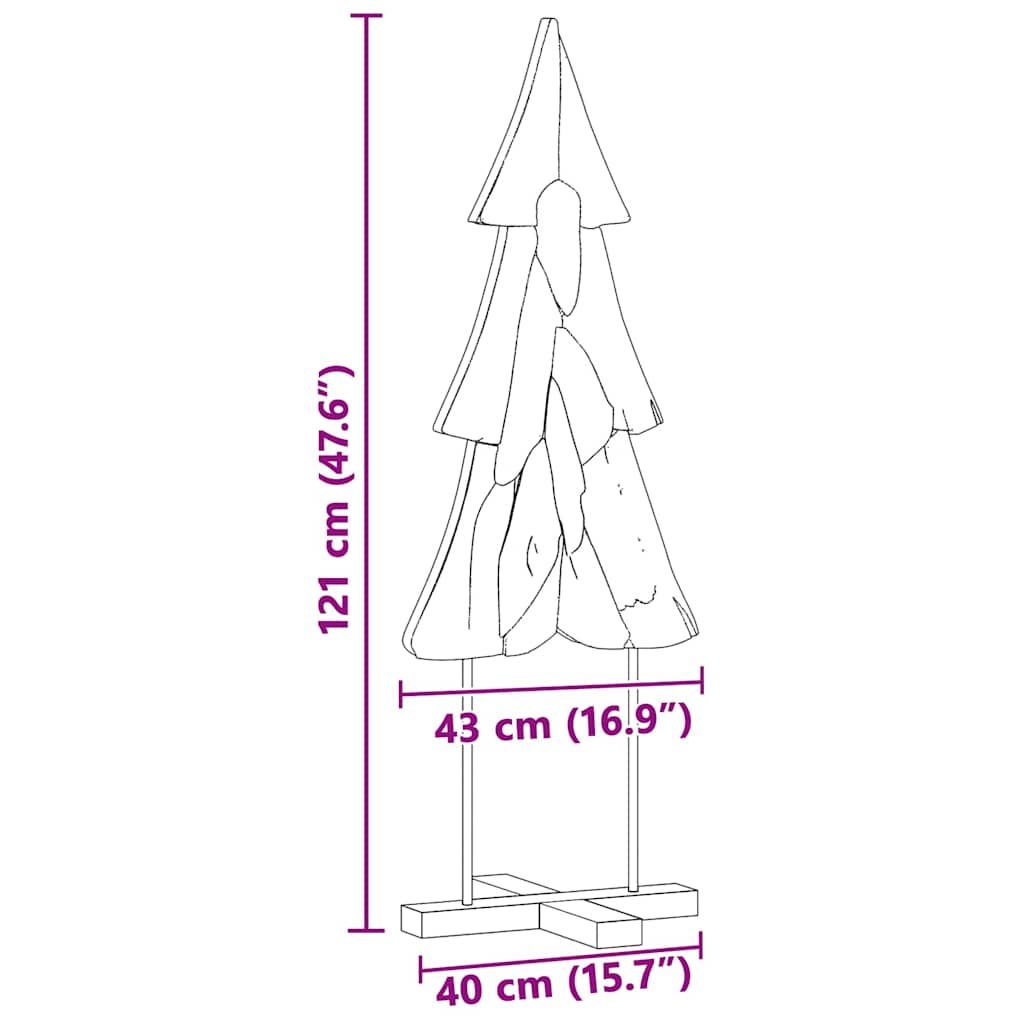 Božićno drvce s stalakom Smeđa 121 cm Masivna tikovina