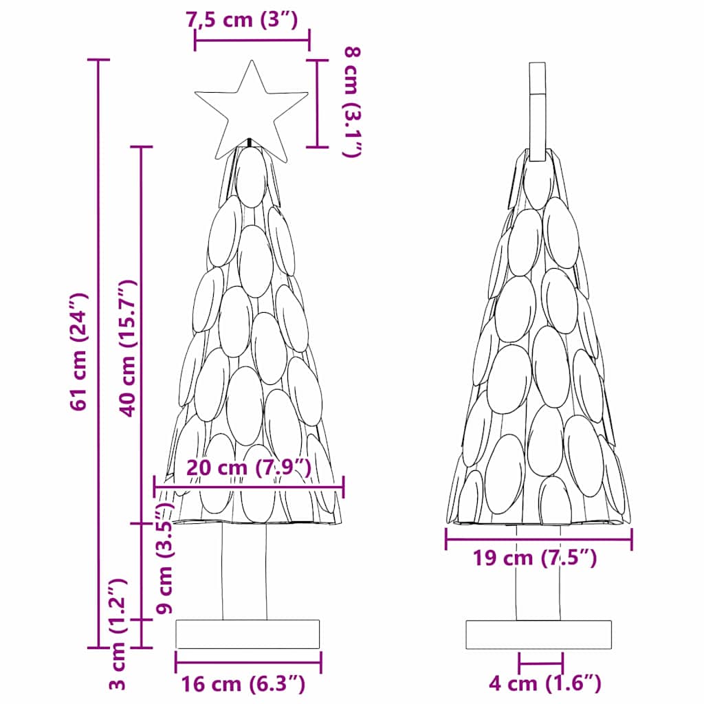 Božićno drvce s stalakom Smeđa 61 cm Masivna tikovina