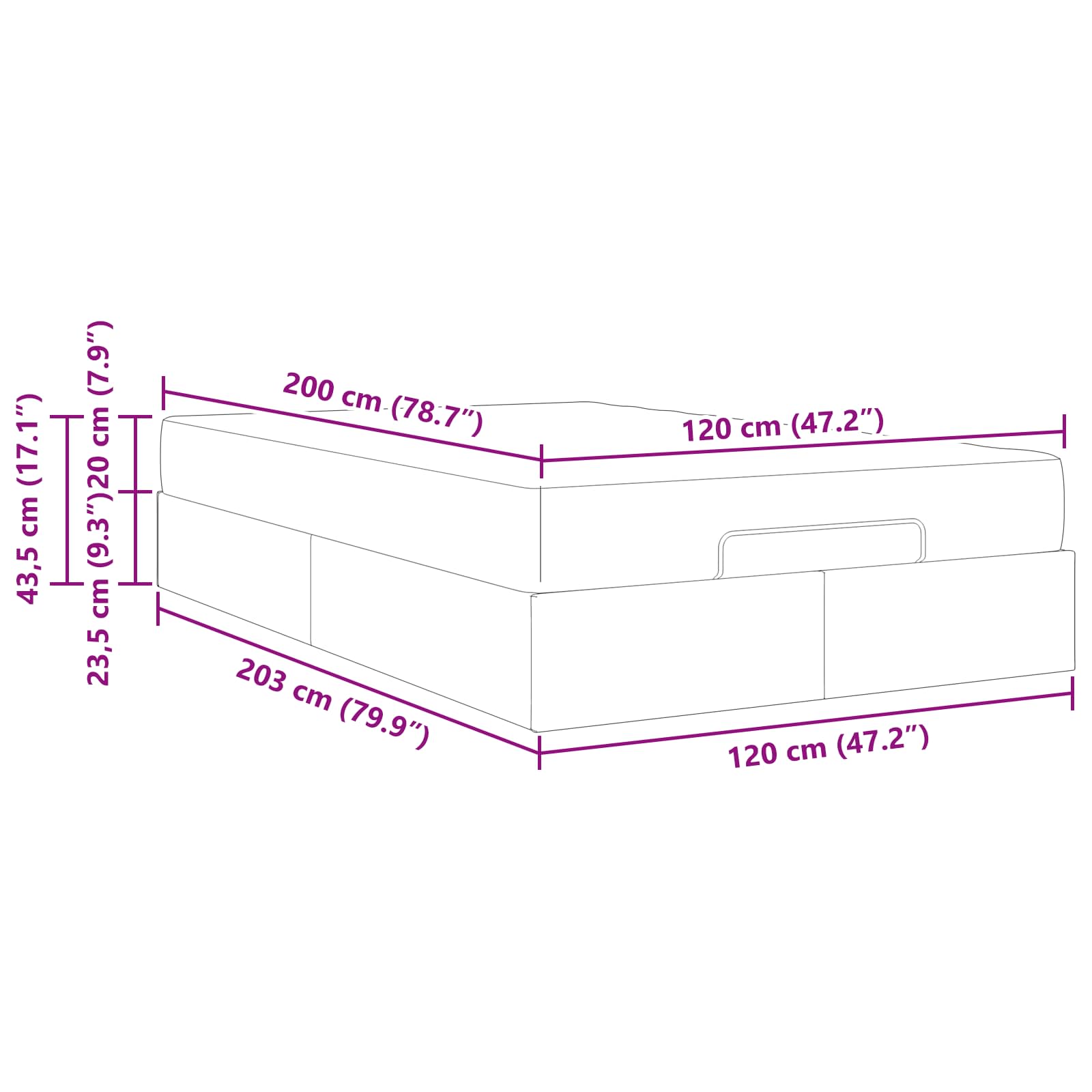 Okvir kreveta s madracem Ostalo 2 pcs Siva PVC