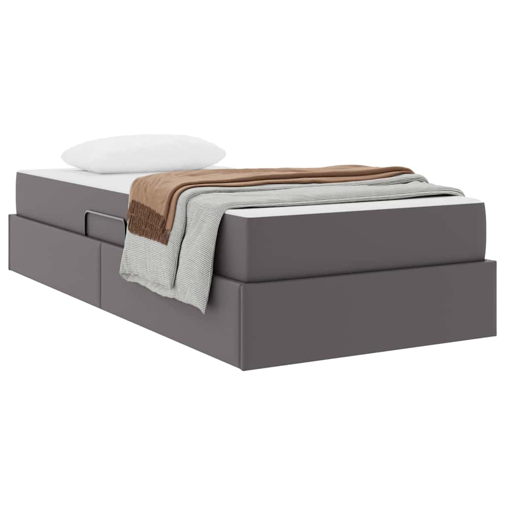 Krevet s madracem i skladištem s madracem 2 pcs Siva Koža