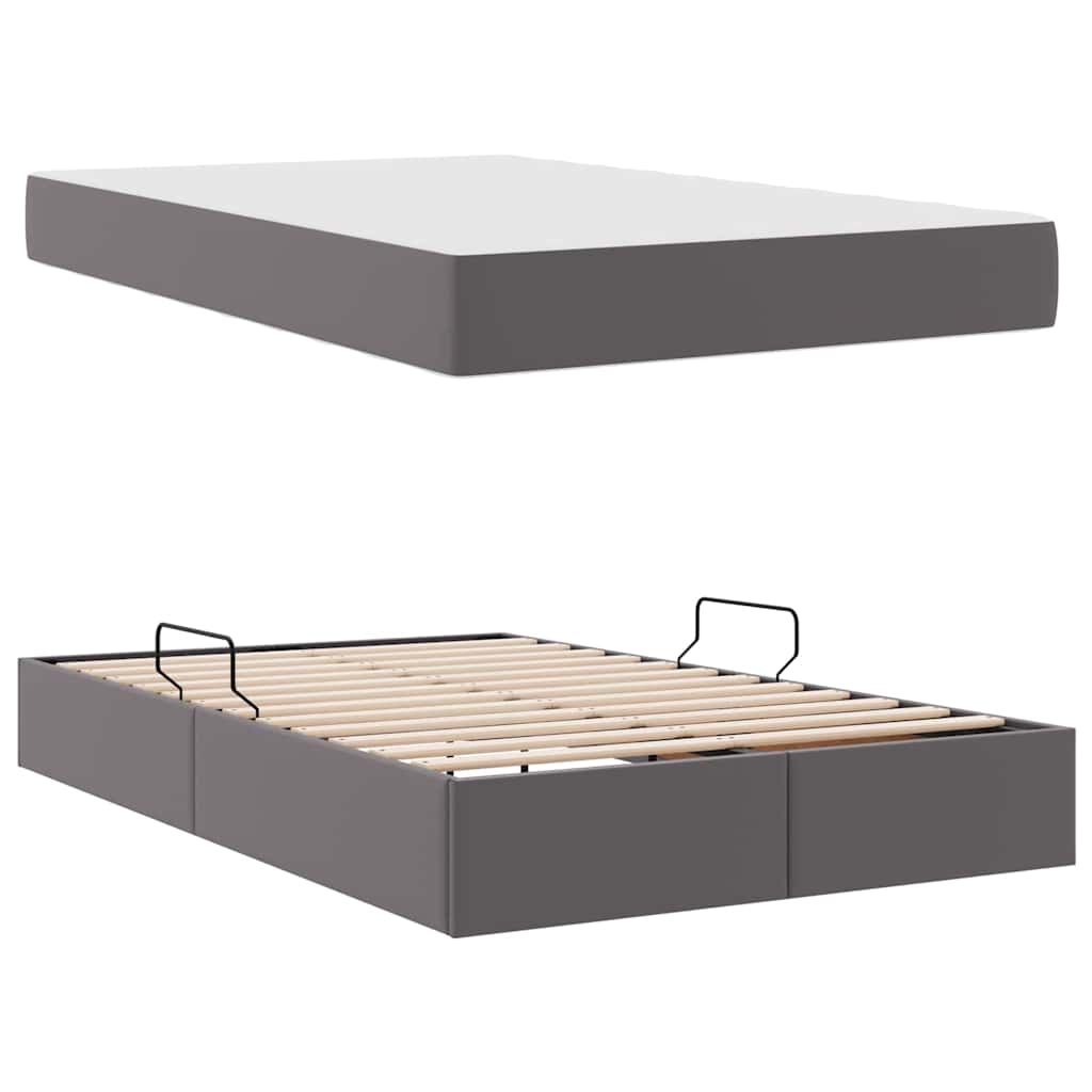 Krevet s madracem i skladištem s madracem 2 pcs Siva Koža