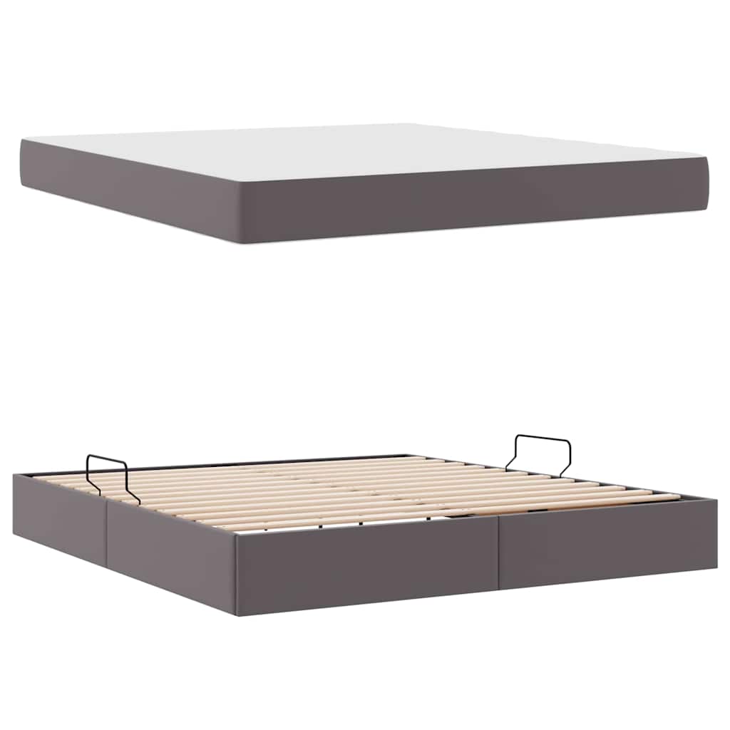 Krevet s madracem i skladištem s madracem 2 pcs Siva Koža